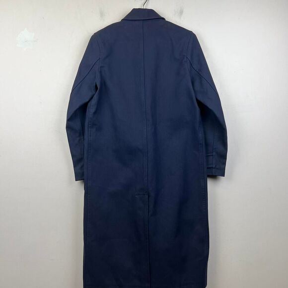 Ralph Lauren Black Label Womans Pea Coat Blue Cotton Solid Long Pockets Size 6 - Picture 3 of 8